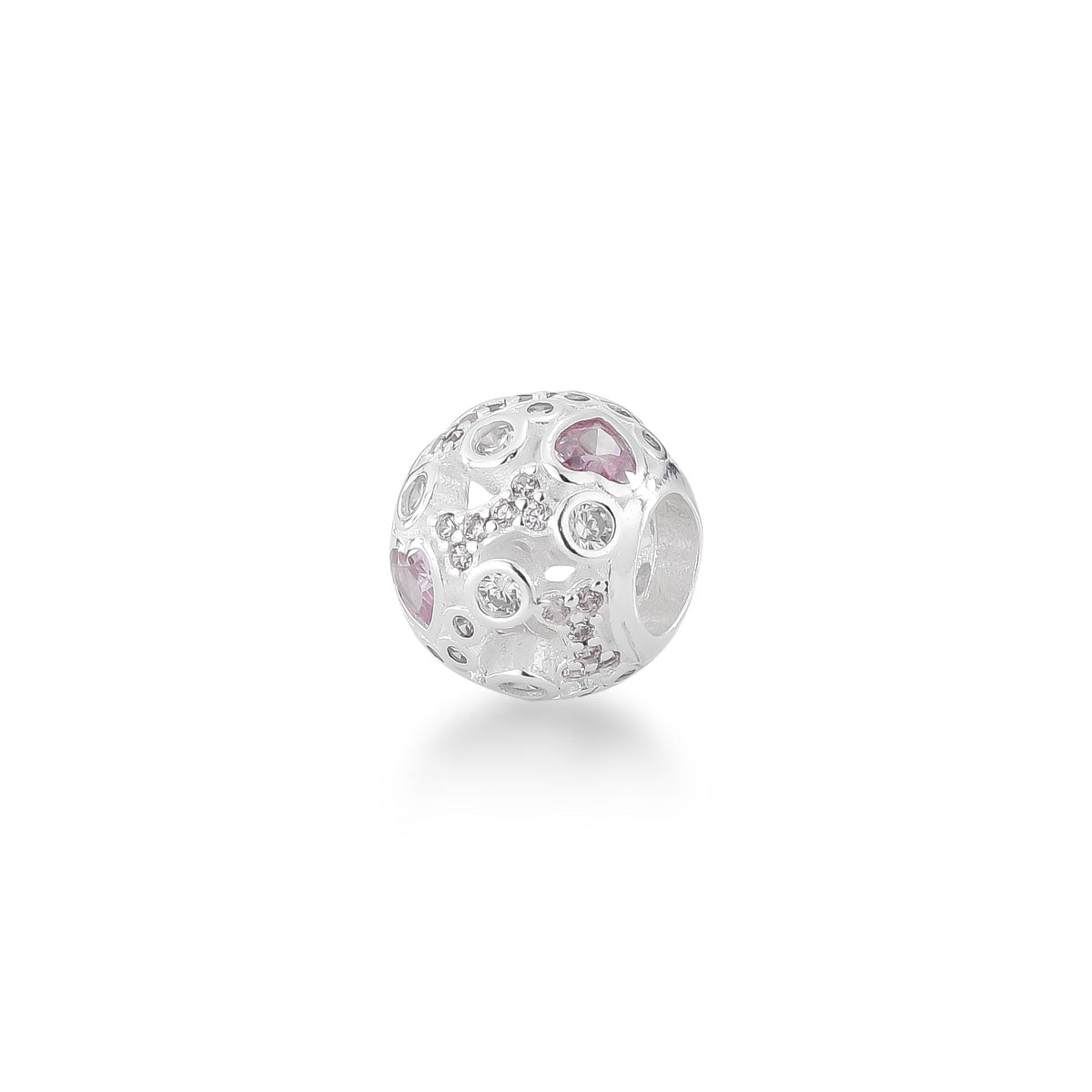 Berloque com Pata e Osso Rosa e Detalhes de Zircônia em Prata 925