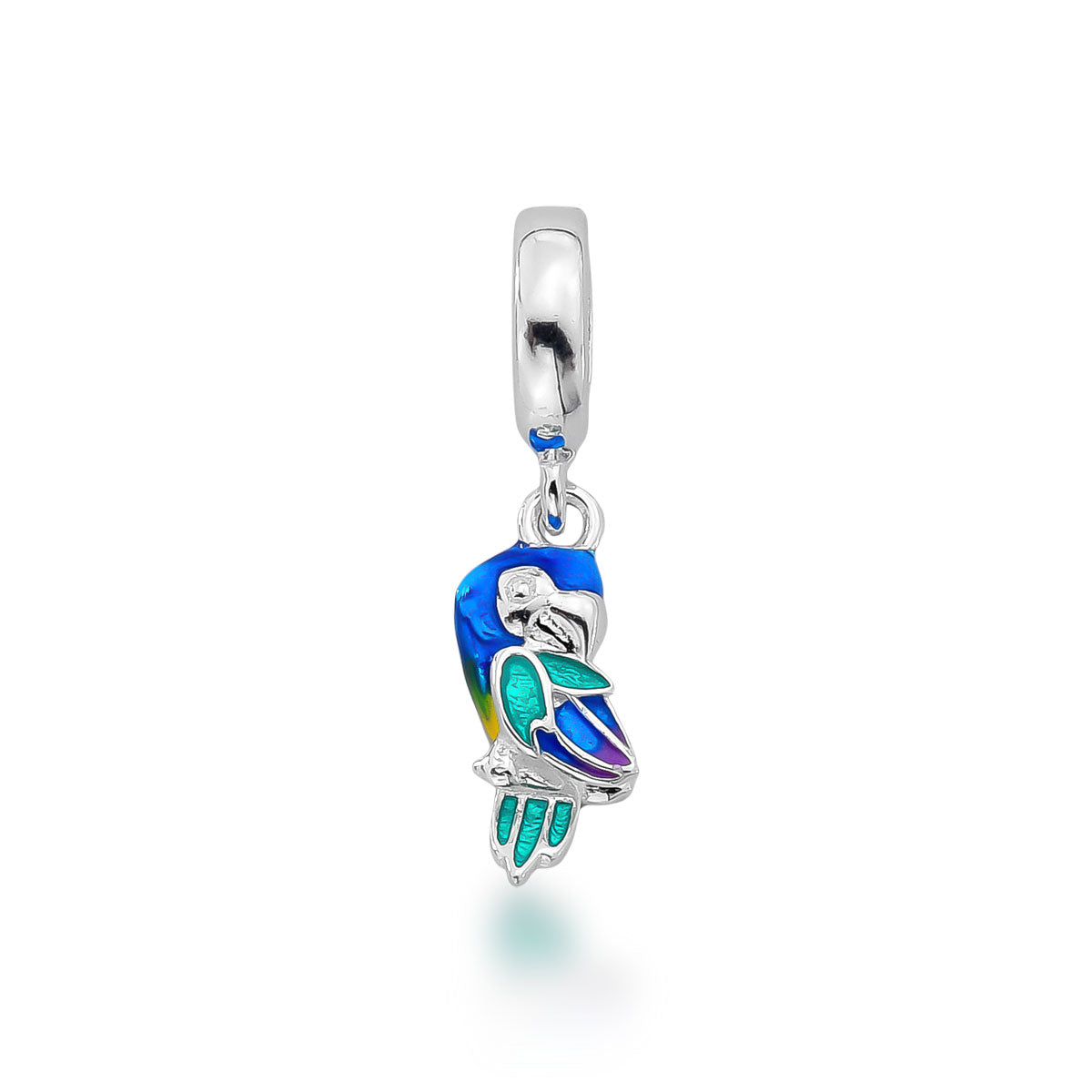 Berloque Arara Azul em Prata 925