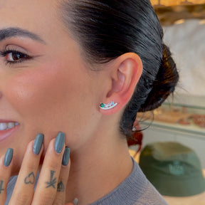 Brinco Ear Cuff com Zircônias Colors e Cristais em Prata 925